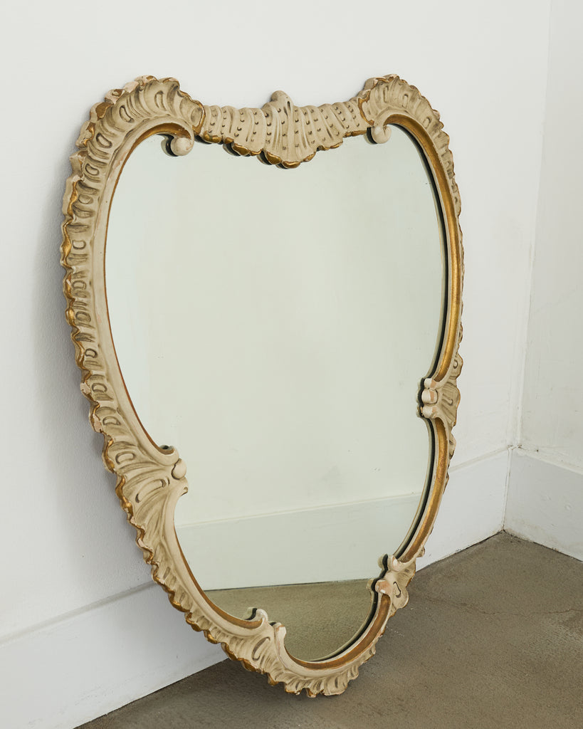 Pair of Midcentury Venetian Style Lacquered Cartouche Mirrors