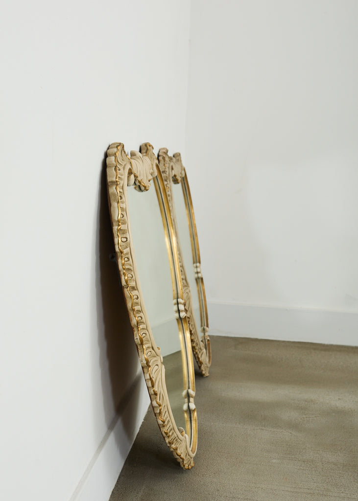 Pair of Midcentury Venetian Style Lacquered Cartouche Mirrors