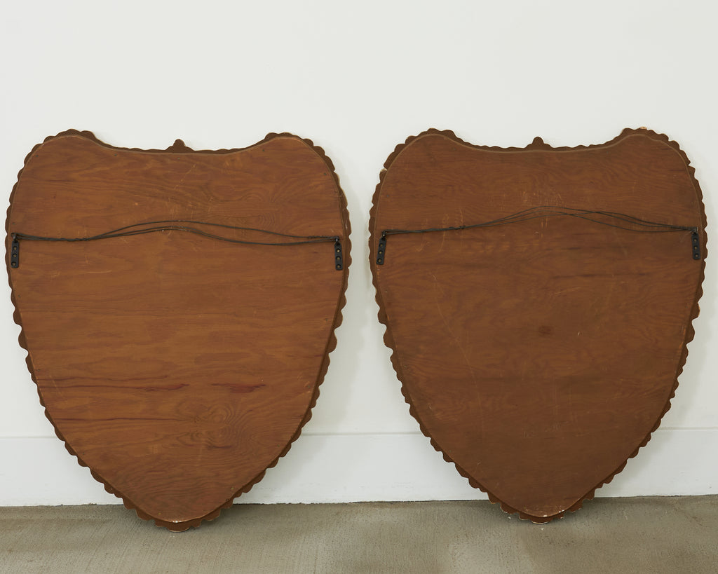 Pair of Midcentury Venetian Style Lacquered Cartouche Mirrors