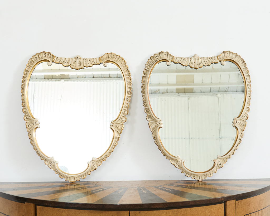 Pair of Midcentury Venetian Style Lacquered Cartouche Mirrors