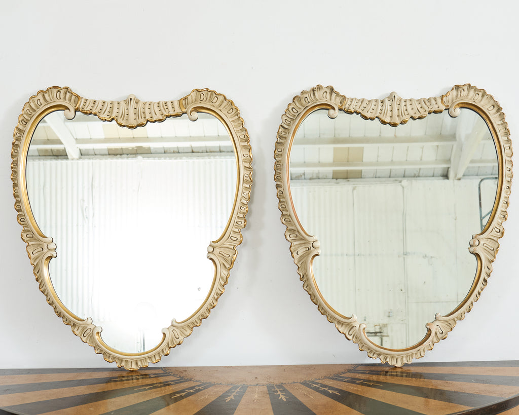 Pair of Midcentury Venetian Style Lacquered Cartouche Mirrors