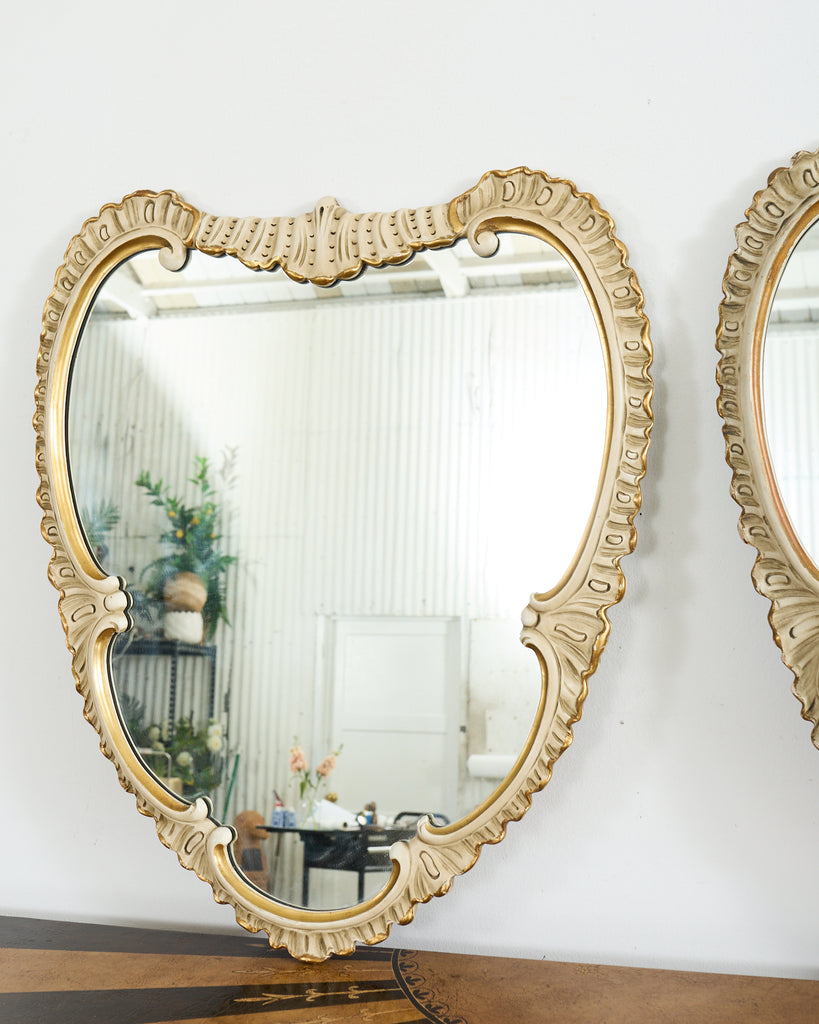 Pair of Midcentury Venetian Style Lacquered Cartouche Mirrors