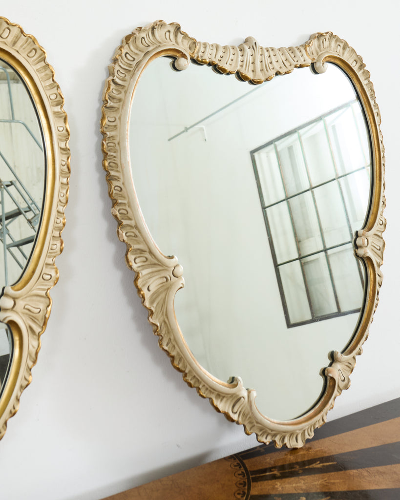 Pair of Midcentury Venetian Style Lacquered Cartouche Mirrors