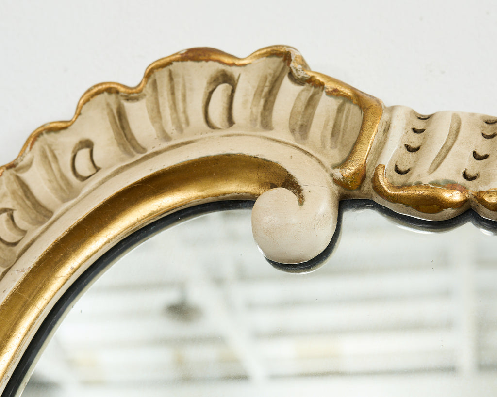 Pair of Midcentury Venetian Style Lacquered Cartouche Mirrors