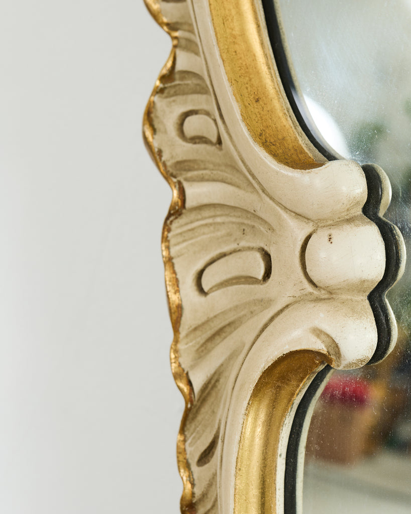 Pair of Midcentury Venetian Style Lacquered Cartouche Mirrors