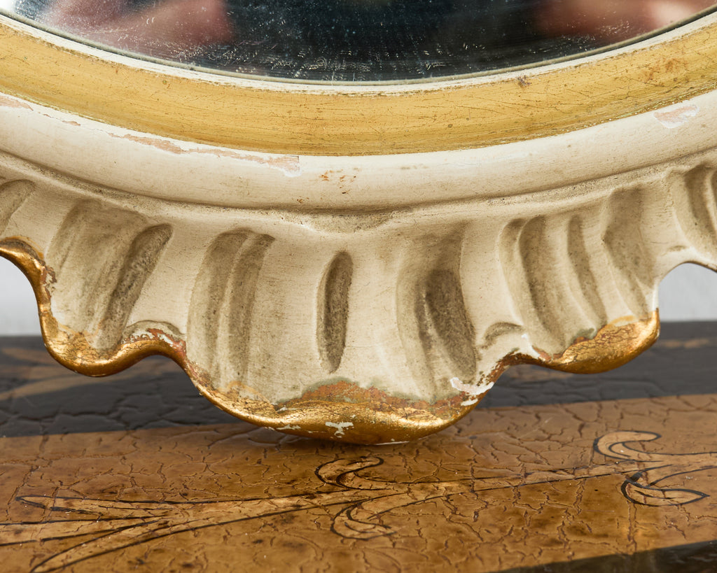 Pair of Midcentury Venetian Style Lacquered Cartouche Mirrors