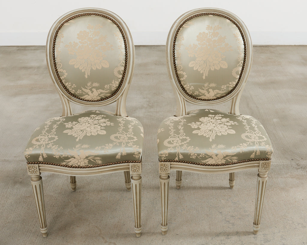 Set of Six French Louis XVI Style Painted Dining Chairs