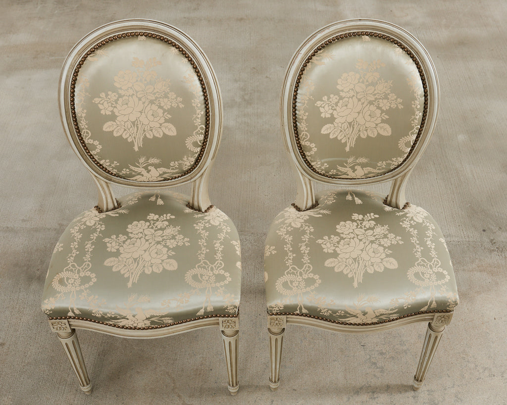 Set of Six French Louis XVI Style Painted Dining Chairs