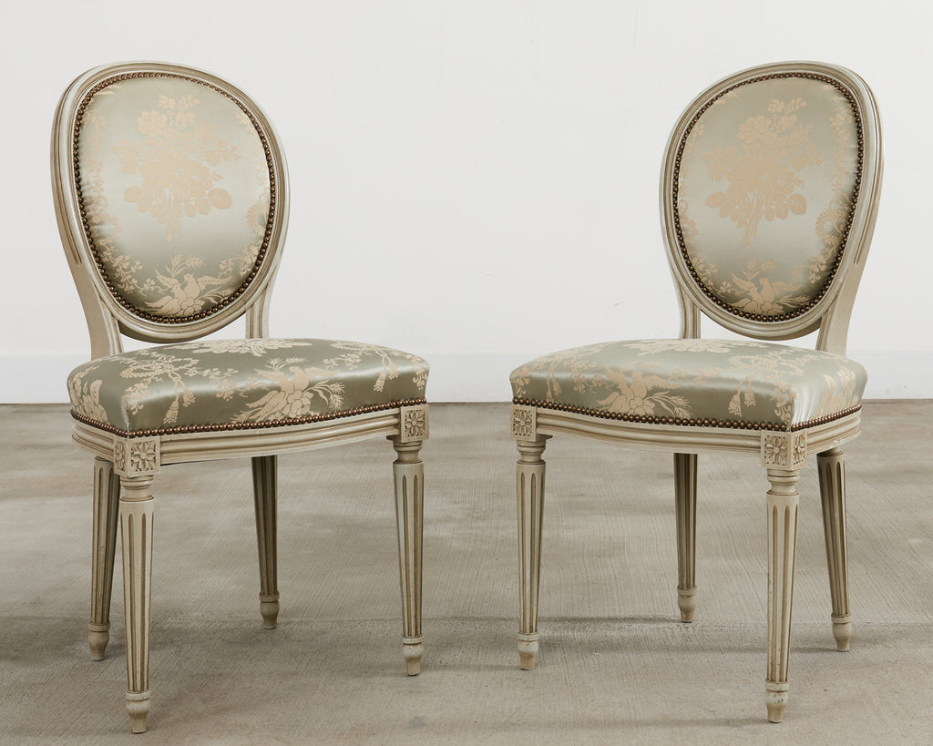 Set of Six French Louis XVI Style Painted Dining Chairs