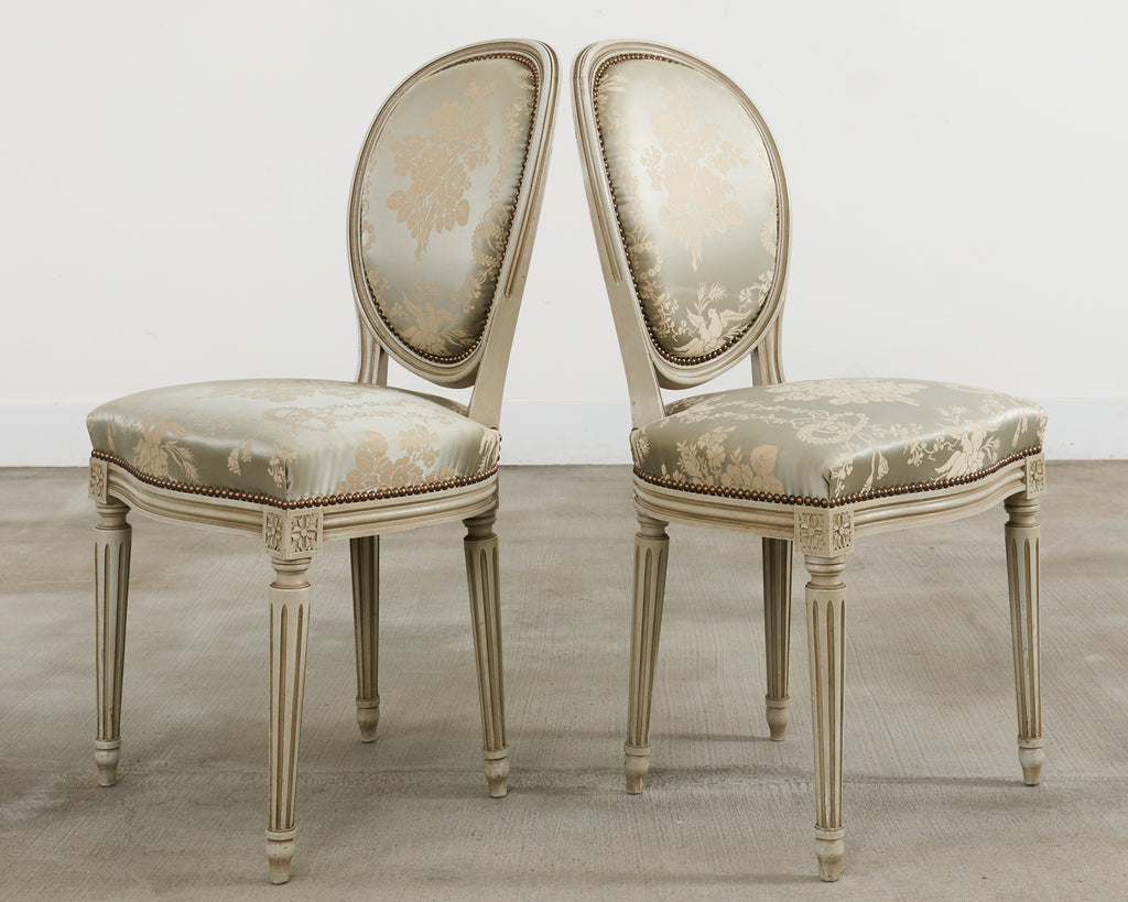 Set of Six French Louis XVI Style Painted Dining Chairs