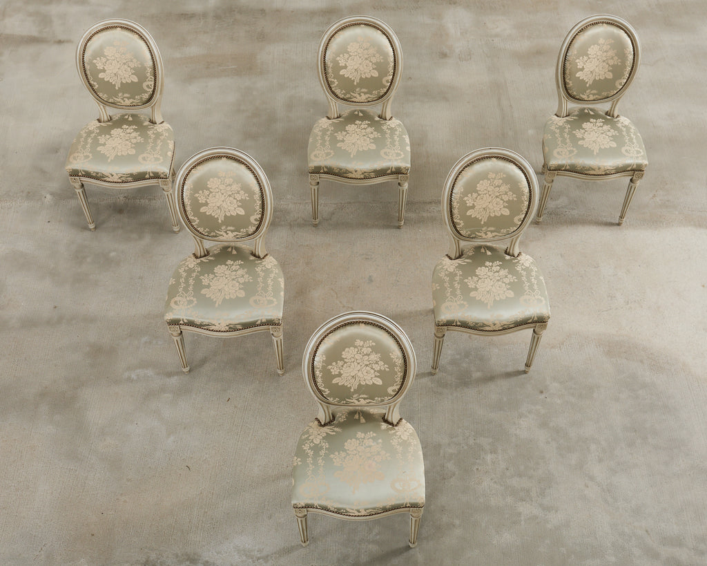 Set of Six French Louis XVI Style Painted Dining Chairs