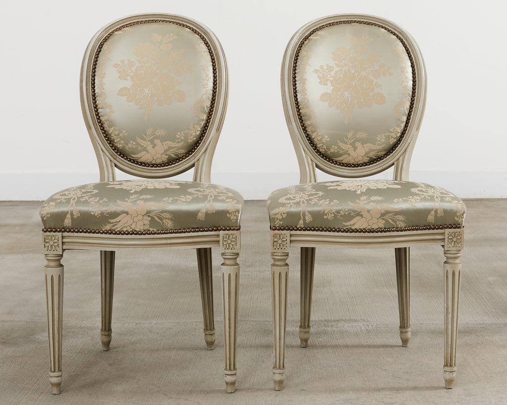 Set of Six French Louis XVI Style Painted Dining Chairs