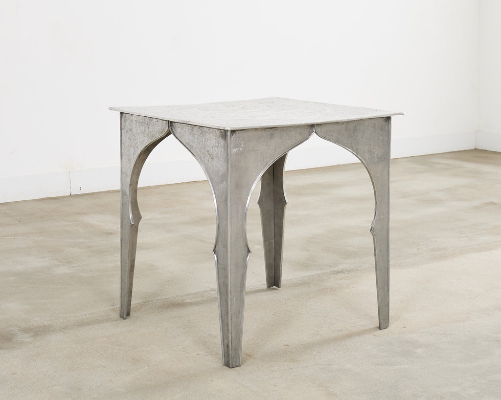 Moorish Middle Eastern Metal Etched Moroccan Center Table