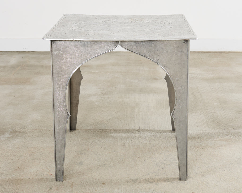 Moorish Middle Eastern Metal Etched Moroccan Center Table