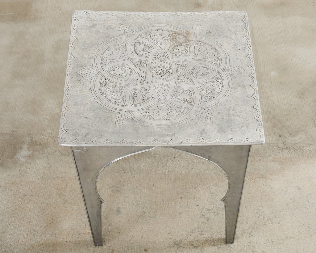 Moorish Middle Eastern Metal Etched Moroccan Center Table