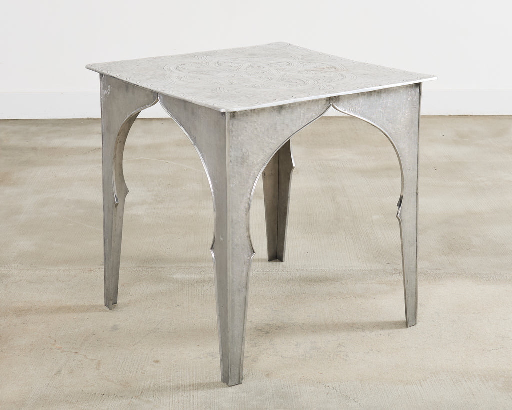 Moorish Middle Eastern Metal Etched Moroccan Center Table