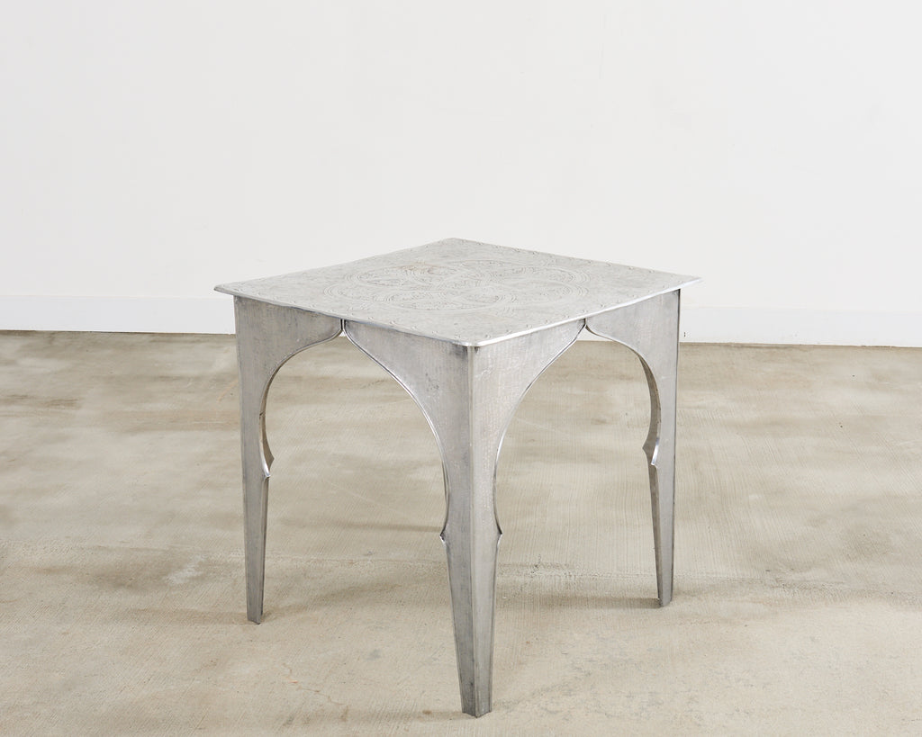 Moorish Middle Eastern Metal Etched Moroccan Center Table