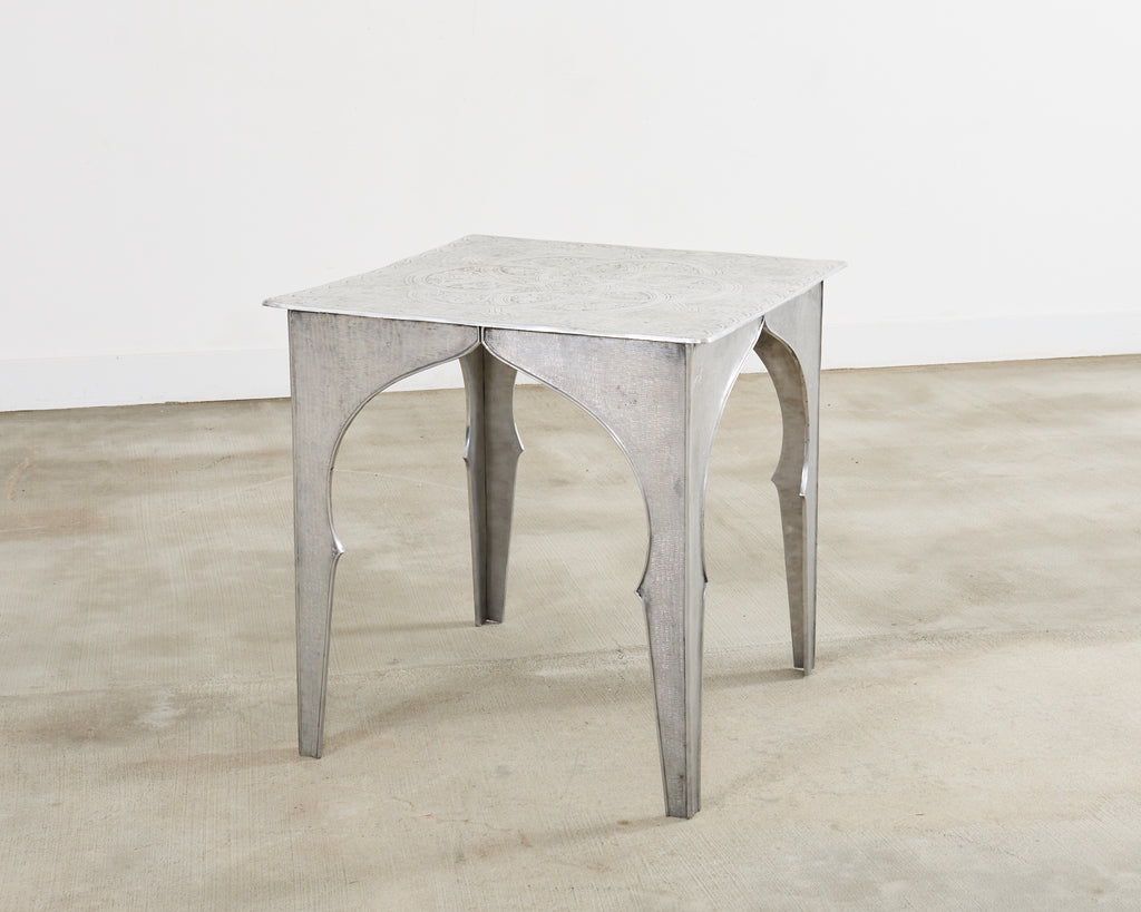 Moorish Middle Eastern Metal Etched Moroccan Center Table