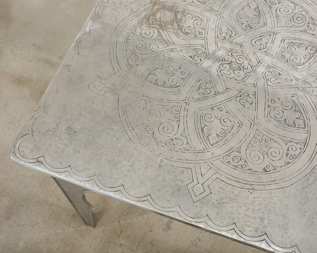 Moorish Middle Eastern Metal Etched Moroccan Center Table