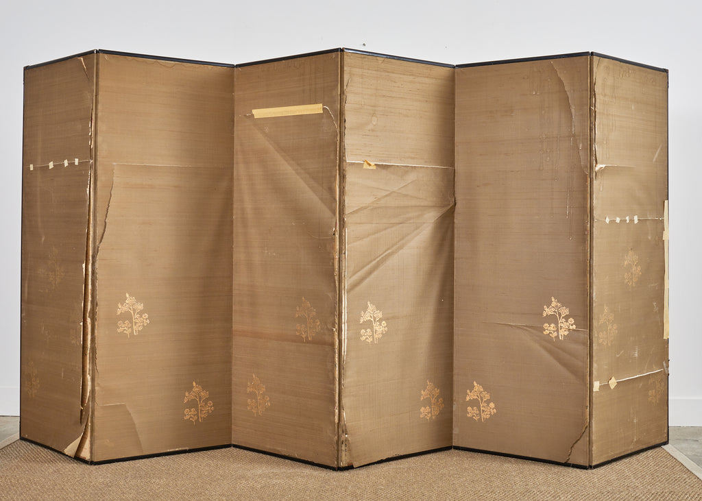 Japanese Style Showa Six Panel Screen Chinese Gilt Mountain Landscape