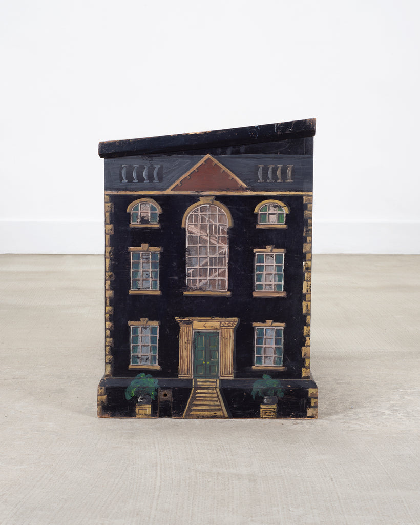 19th C. English Georgian Painted Pine Blanket Chest Manor Façade