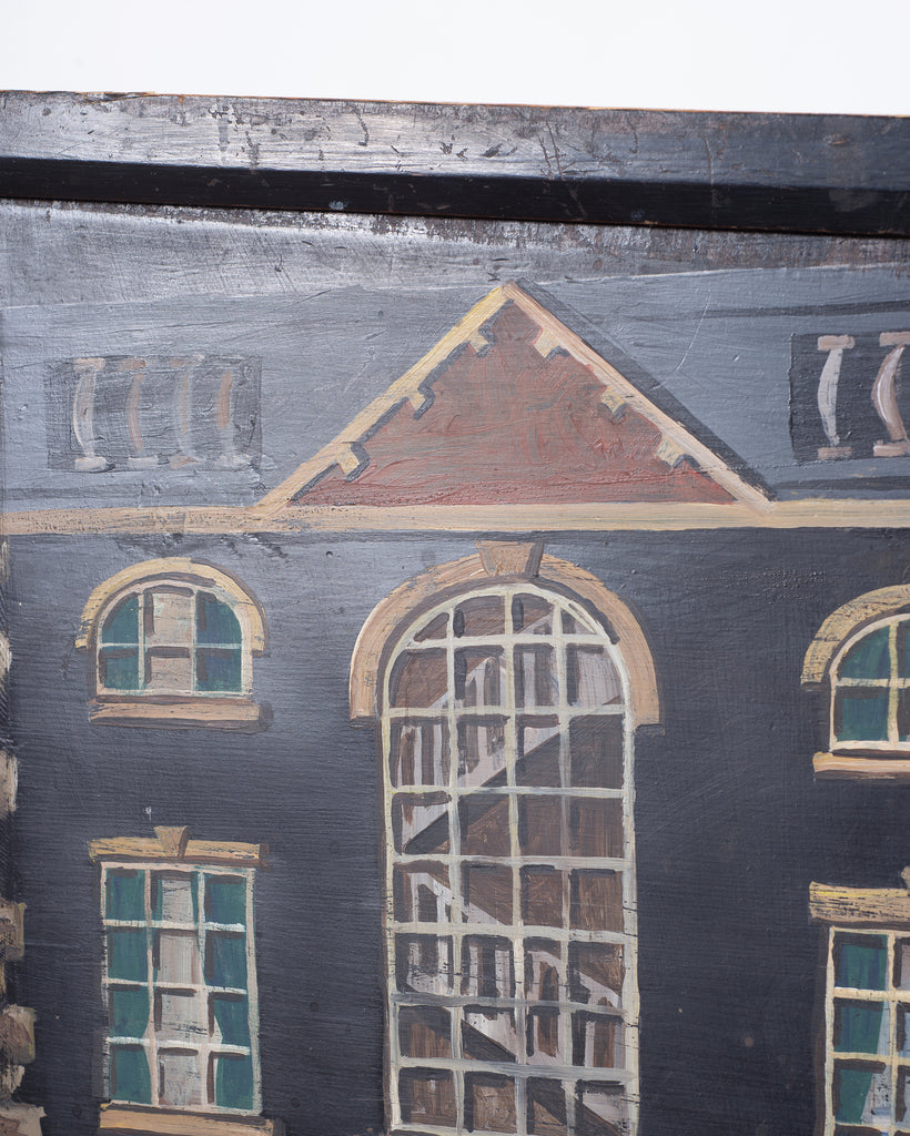 19th C. English Georgian Painted Pine Blanket Chest Manor Façade