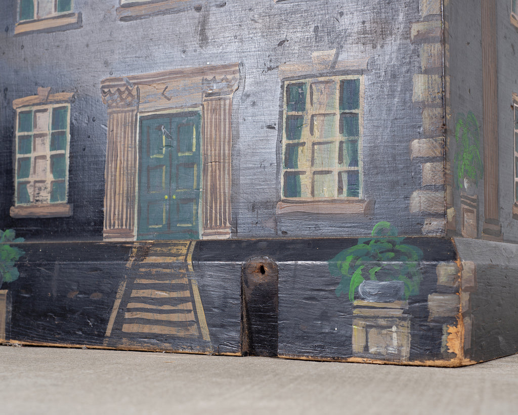 19th C. English Georgian Painted Pine Blanket Chest Manor Façade