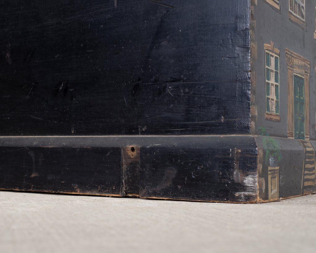 19th C. English Georgian Painted Pine Blanket Chest Manor Façade