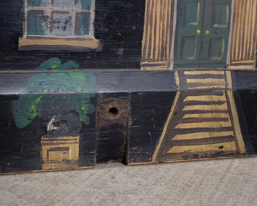 19th C. English Georgian Painted Pine Blanket Chest Manor Façade