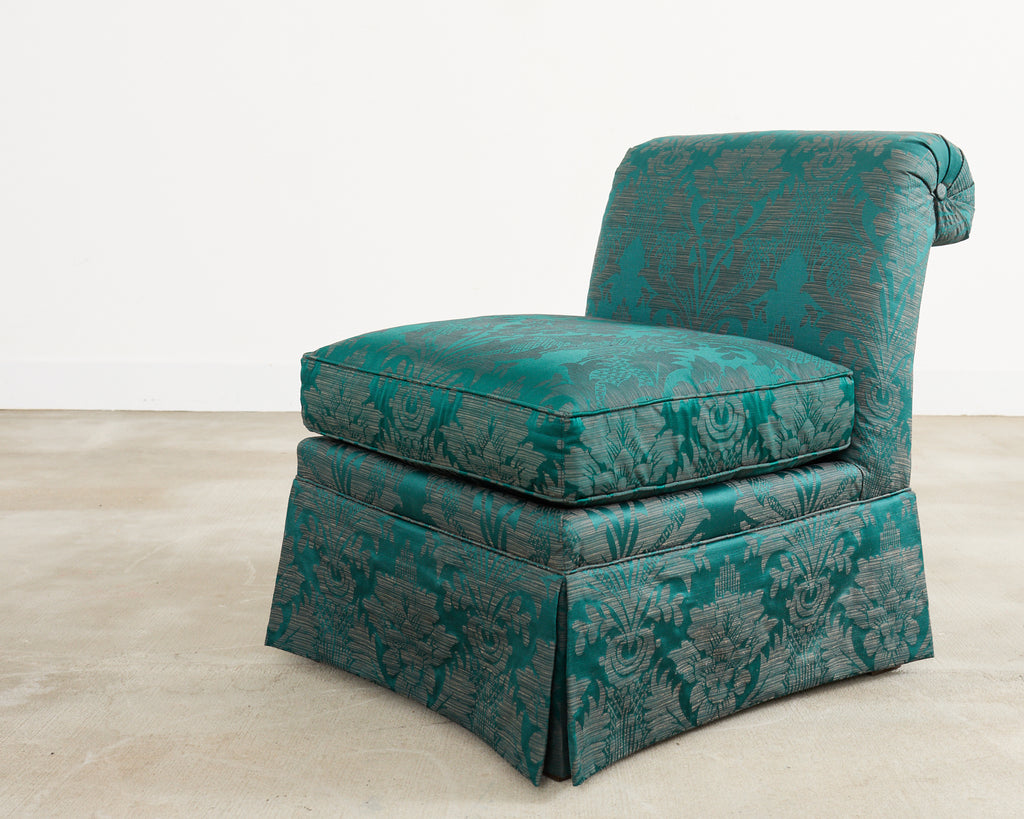 Pair of Drexel Heritage Slipper Chairs Fortuny Style Fabric