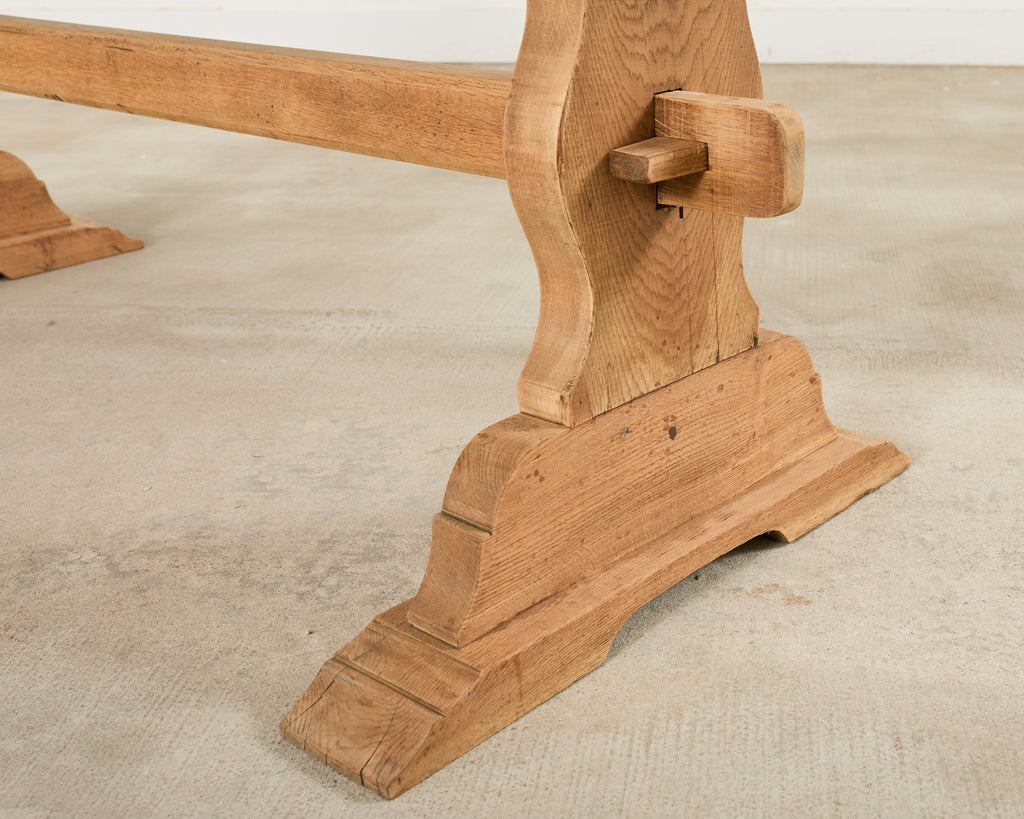 Country French Bleached Oak Farmhouse Dining Table 6.5 Ft