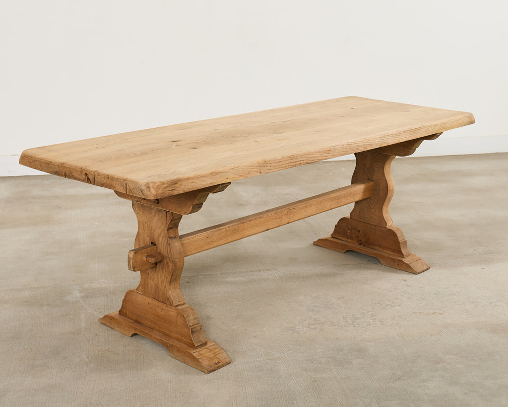 Country French Bleached Oak Farmhouse Dining Table 6.5 Ft