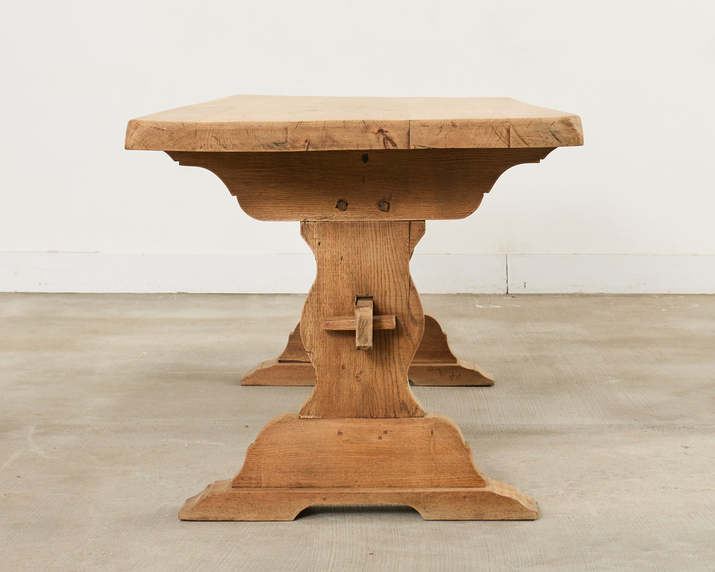 Country French Bleached Oak Farmhouse Dining Table 6.5 Ft