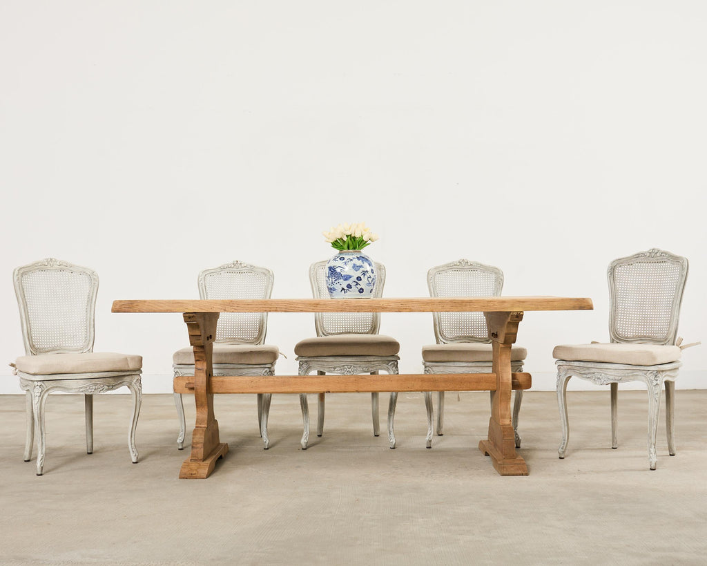 Country French Bleached Oak Farmhouse Dining Table 6.5 Ft