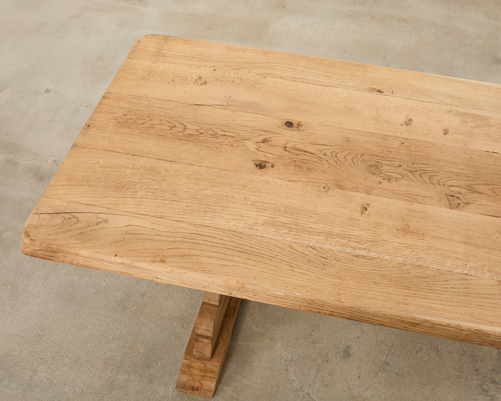 Country French Bleached Oak Farmhouse Dining Table 6.5 Ft