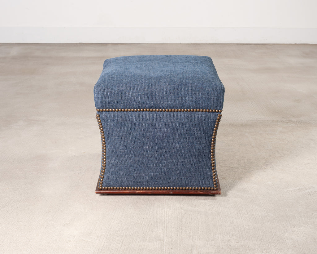 Ralph Lauren 'Florence' Storage Ottoman in Damask Blue Linen