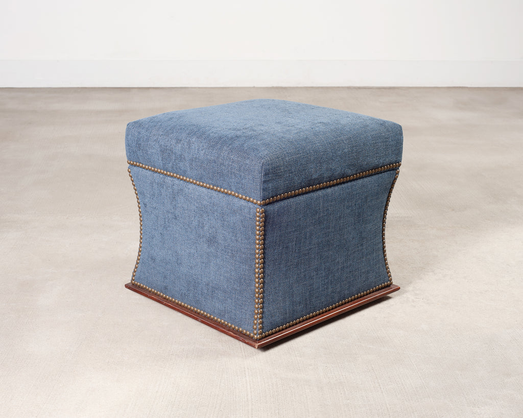 Ralph Lauren 'Florence' Storage Ottoman in Damask Blue Linen