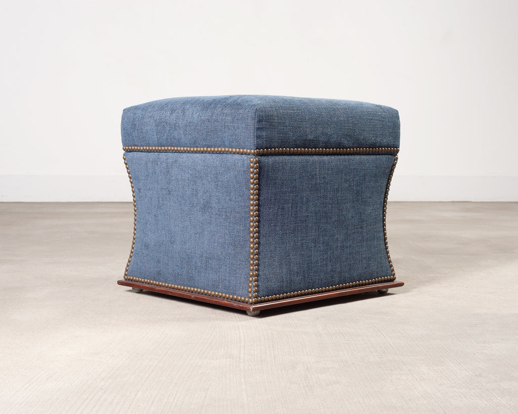 Ralph Lauren 'Florence' Storage Ottoman in Damask Blue Linen