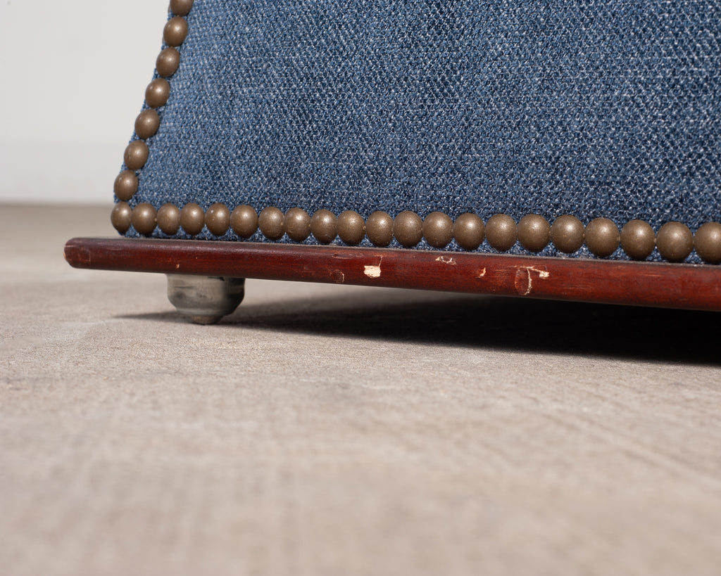 Ralph Lauren 'Florence' Storage Ottoman in Damask Blue Linen