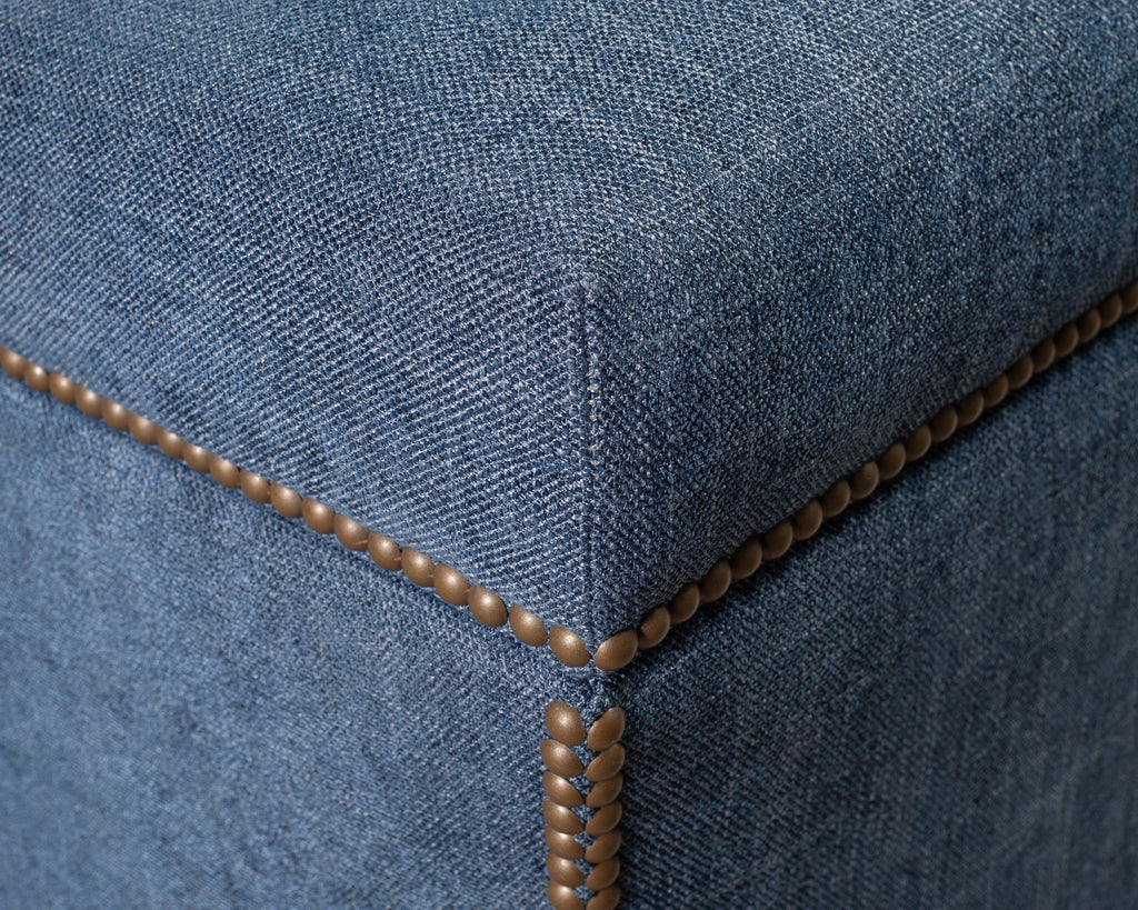 Ralph Lauren 'Florence' Storage Ottoman in Damask Blue Linen