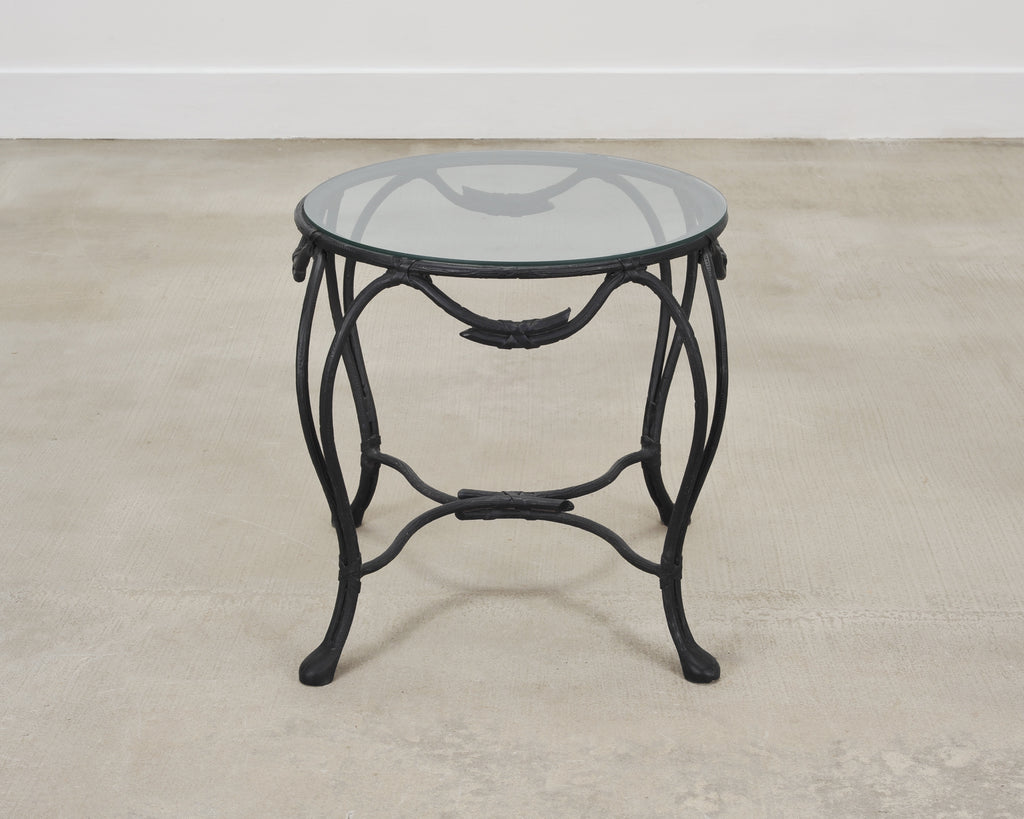 Rose Tarlow Style Twig Iron Faux Bois Garden Drinks Table