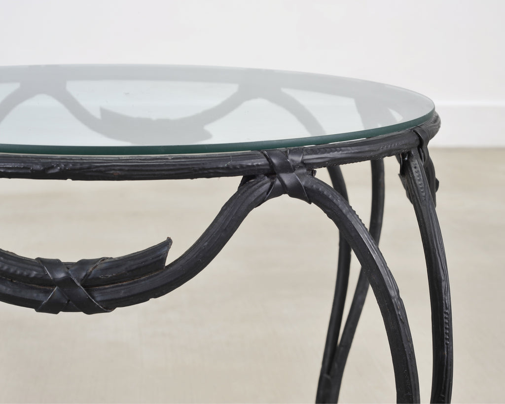 Rose Tarlow Style Twig Iron Faux Bois Garden Drinks Table