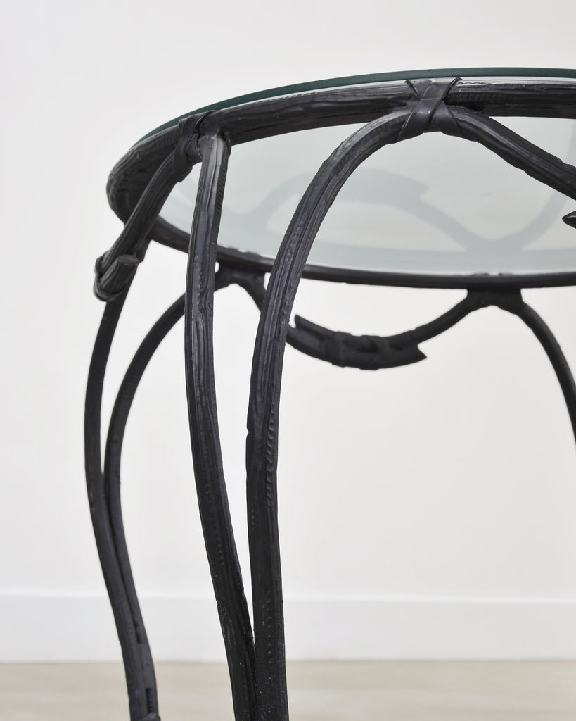 Rose Tarlow Style Twig Iron Faux Bois Garden Drinks Table