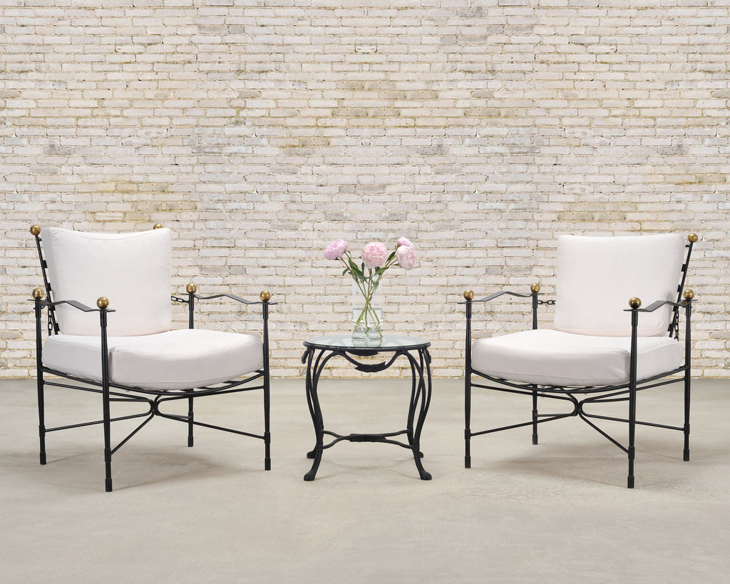 Rose Tarlow Style Twig Iron Faux Bois Garden Drinks Table