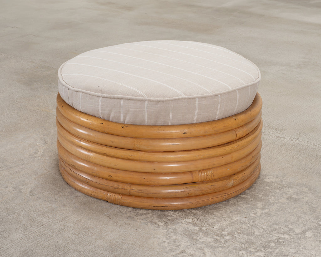 Mid-Century 7 Strand Paul Frankl Style Stacked Rattan Ottoman