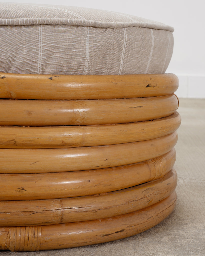 Mid-Century 7 Strand Paul Frankl Style Stacked Rattan Ottoman