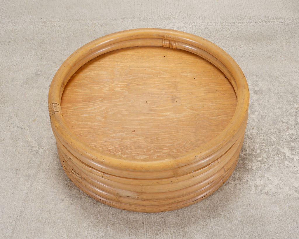 Mid-Century 7 Strand Paul Frankl Style Stacked Rattan Ottoman