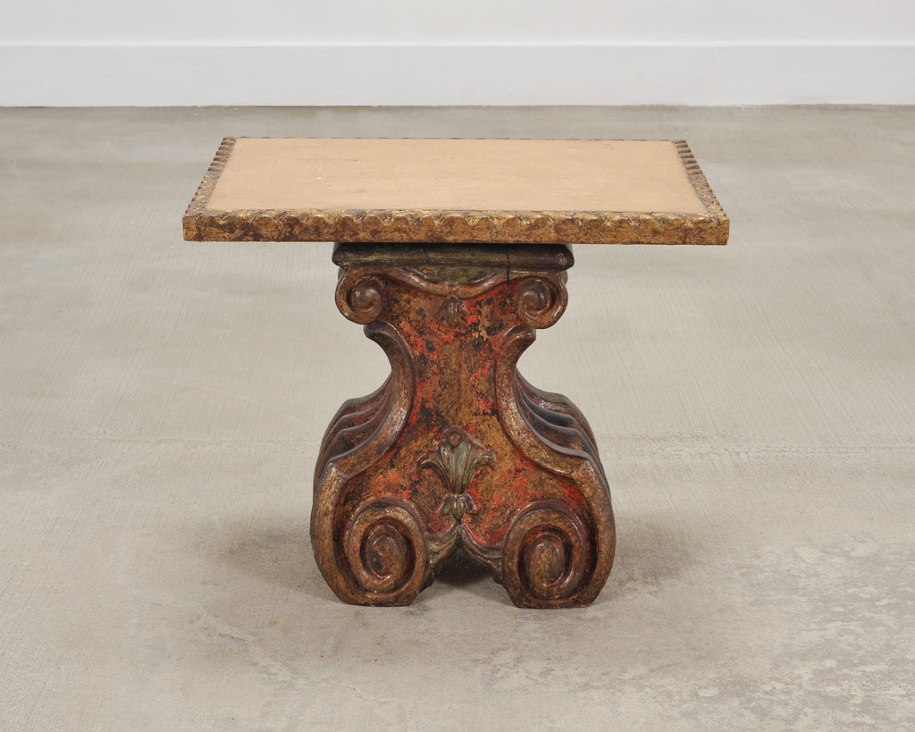 Italian Baroque Carved Gilt Fragment Pedestal Drink Table