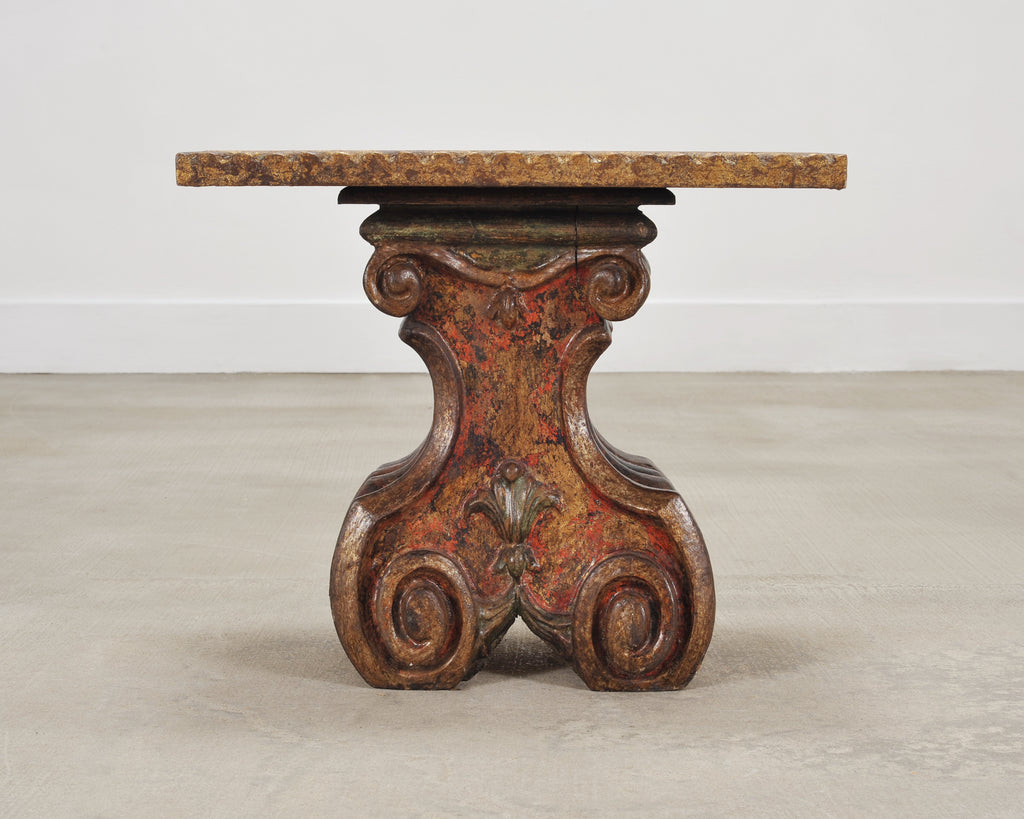 Italian Baroque Carved Gilt Fragment Pedestal Drink Table