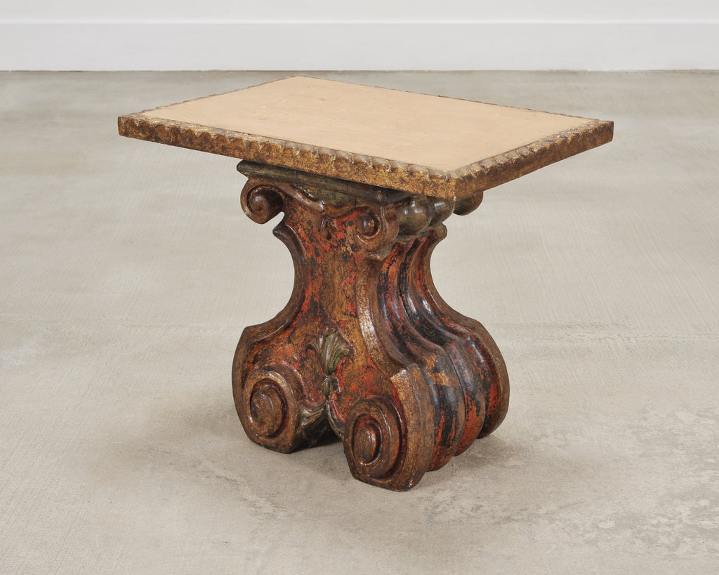 Italian Baroque Carved Gilt Fragment Pedestal Drink Table